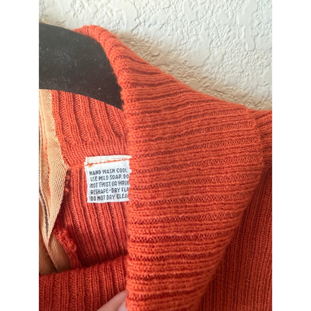 Vintage Burnt Orange Ribbed Turtleneck Sweater Back Zip Mock Neck Romania 34 - Picture 6 of 8